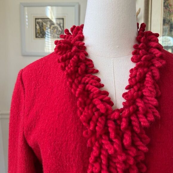 Vintage 90s Talbots Red Boiled Wool Blazer S - Picture 2 of 10